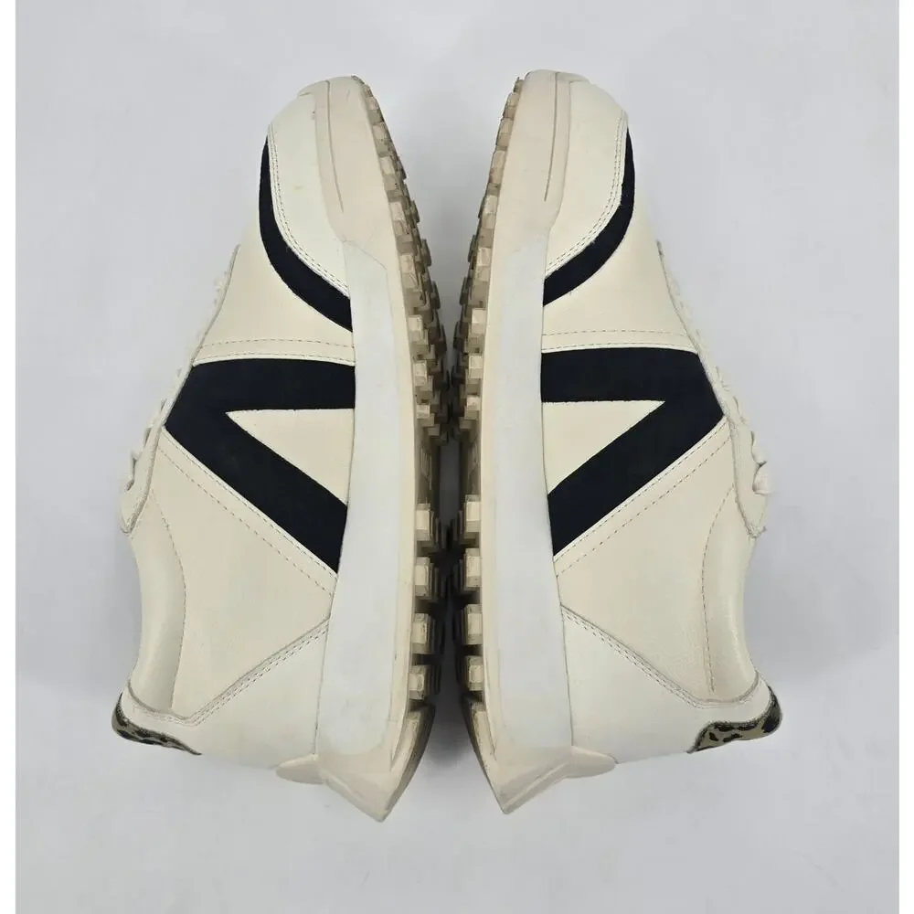 MIA Town Sneakers Womens 8 Cream Black Leopard Neutral Casual Athleisure Shoe‎